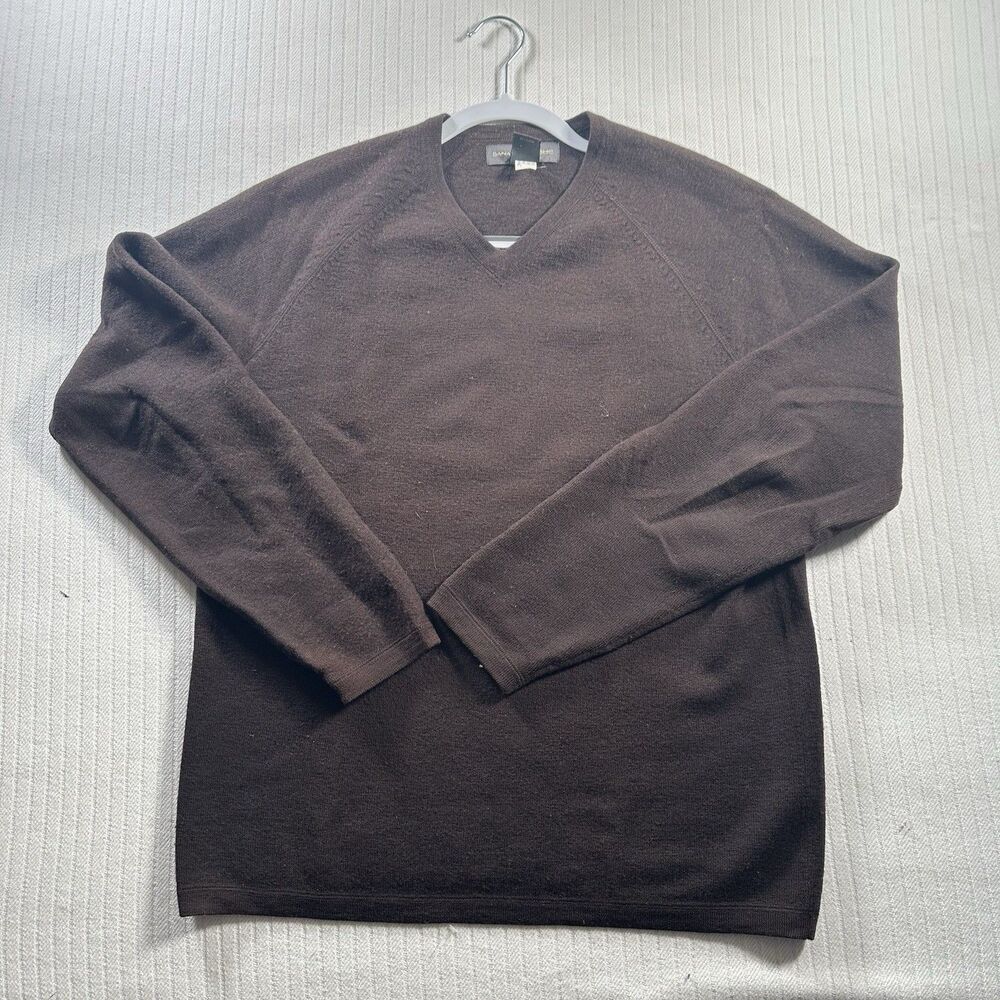 Banana Republic Men's 100% Extra Fine Merino Wool V-Neck Sweater Brown Size M